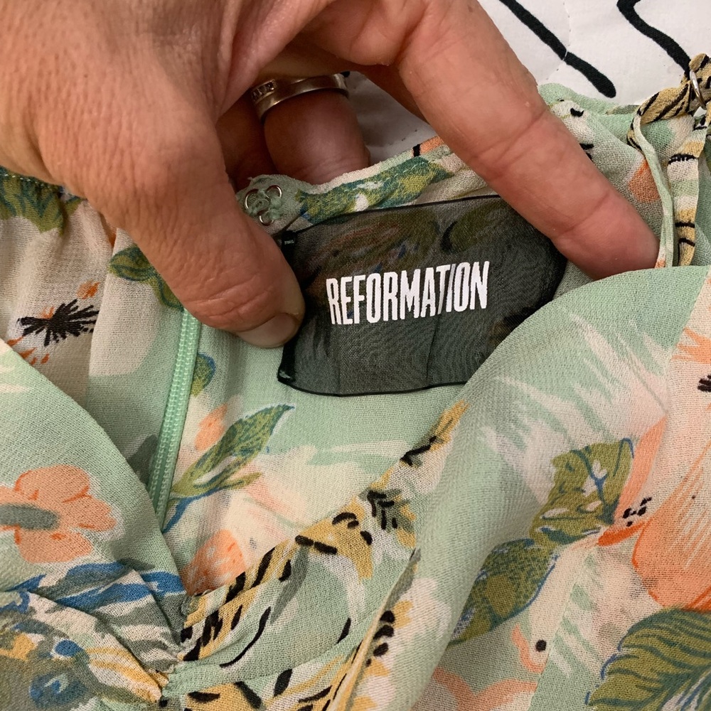 Reformation Floral Green Mini Dress - Picture 12 of 15